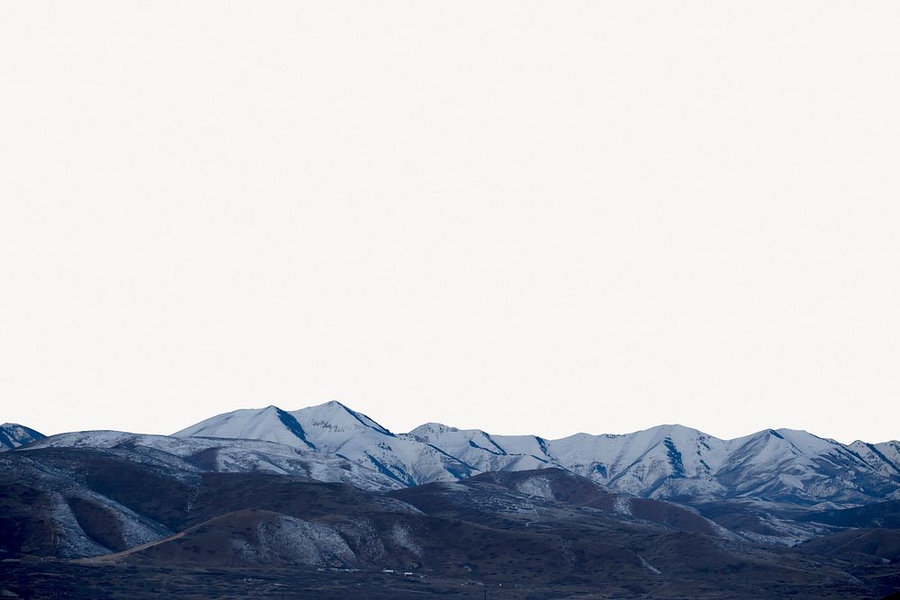 Snowy mountain border background, off white design