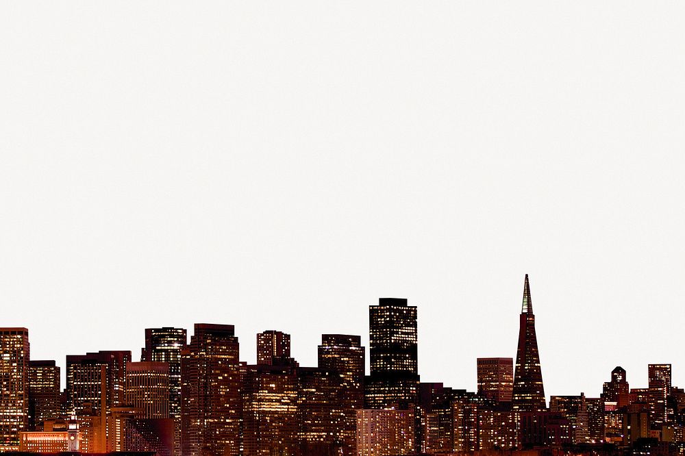 Aesthetic cityscape background, San Francisco buildings border psd