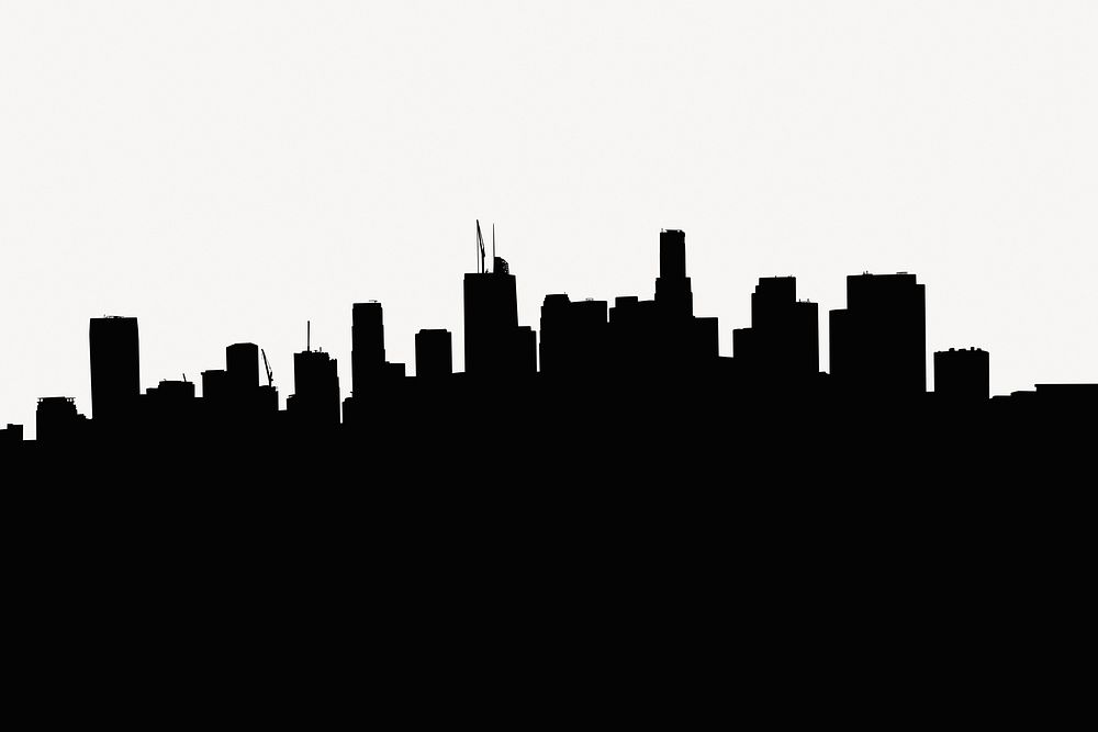 City silhouette border collage element psd