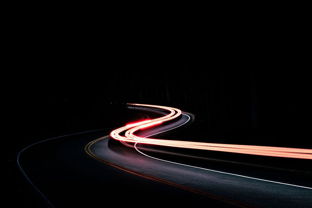 Light trail long exposure effect. Original public domain image from Wikimedia Commons