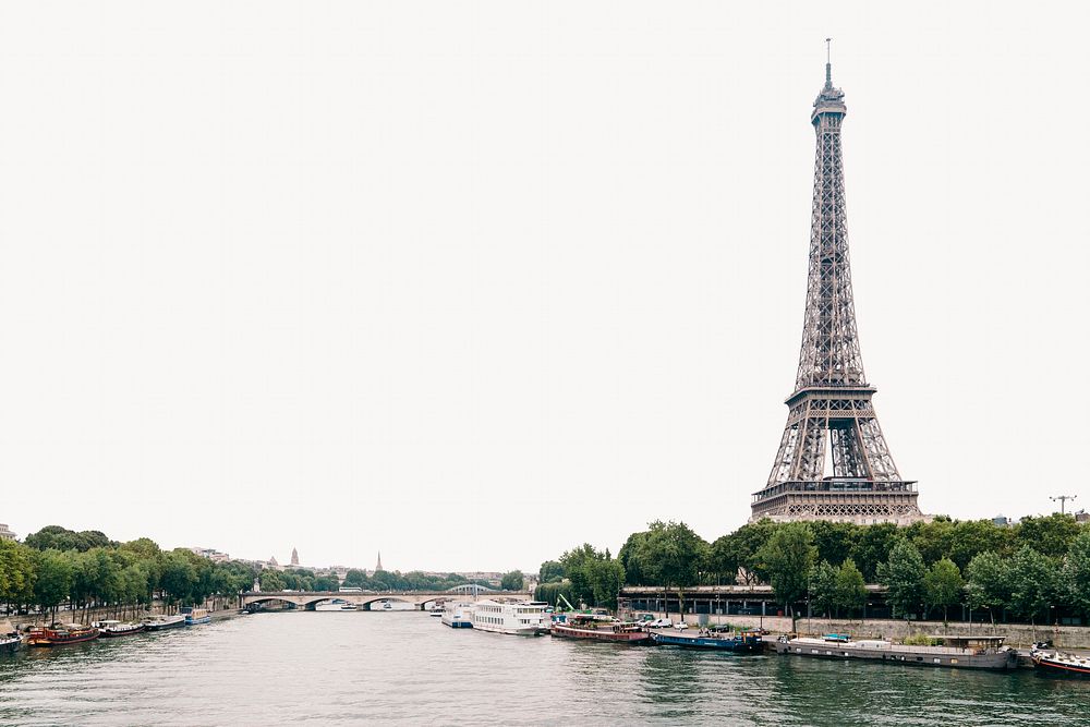 Eiffel tower, Paris border background, off white design