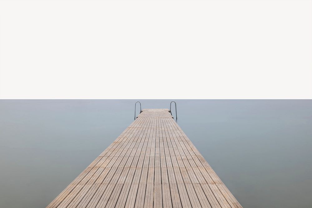 Jetty in lake border, nature background psd