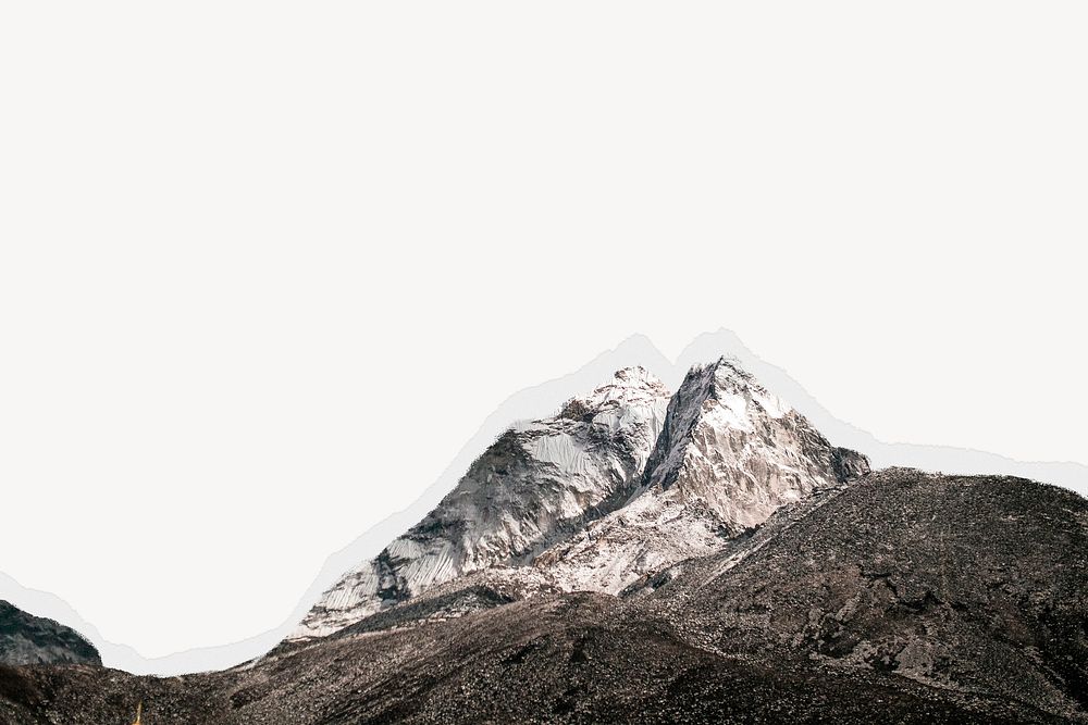 Mountain peak background, ripped paper border
