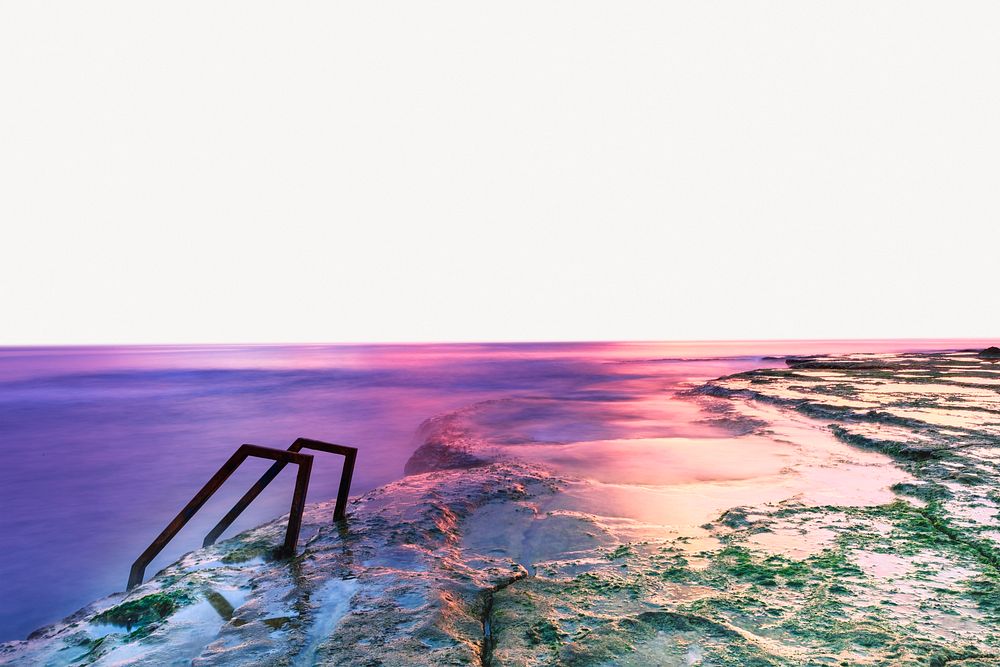 Aesthetic cliff background, pastel sky reflection border