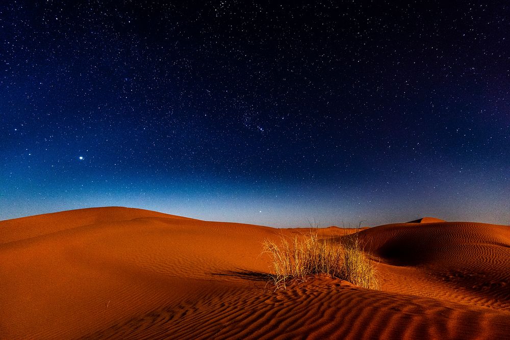 Desert during nighttime. Original public domain image from Wikimedia Commons