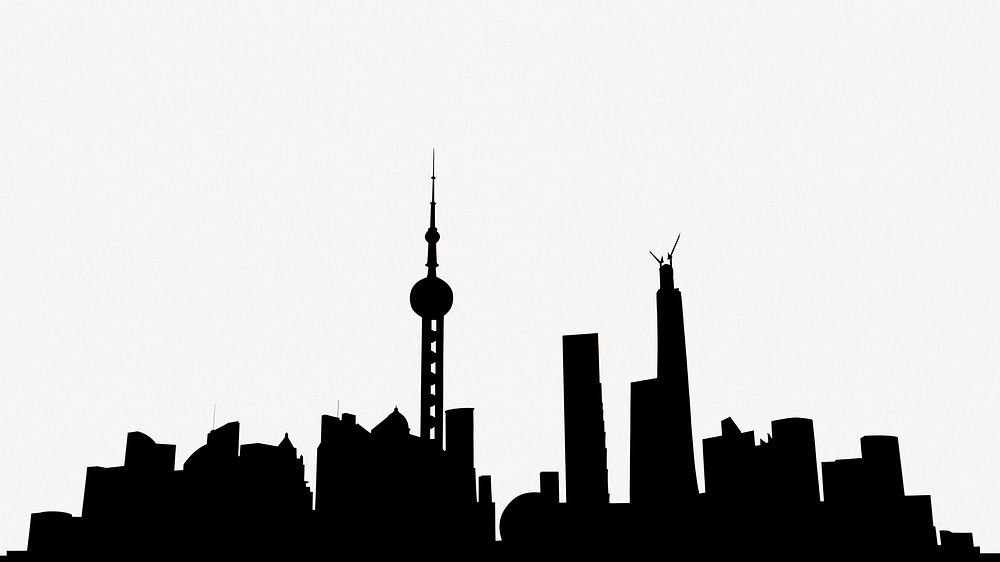 Shanghai cityscape silhouette computer wallpaper, | Premium PSD - rawpixel