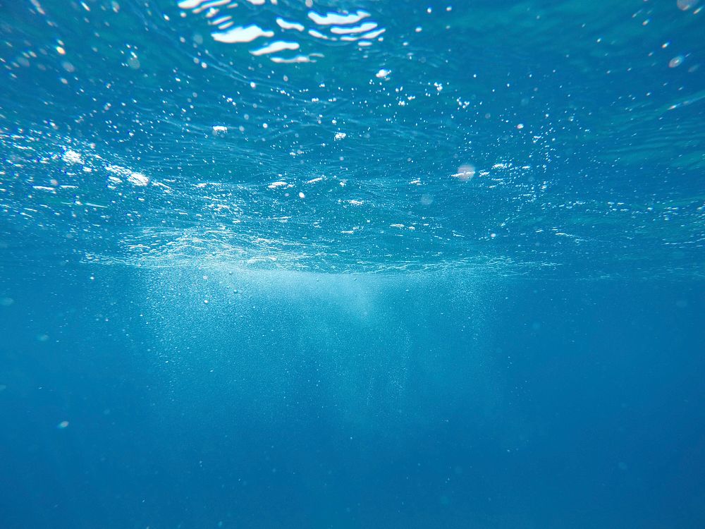 Blue ocean underwater. Original public domain image from Wikimedia Commons