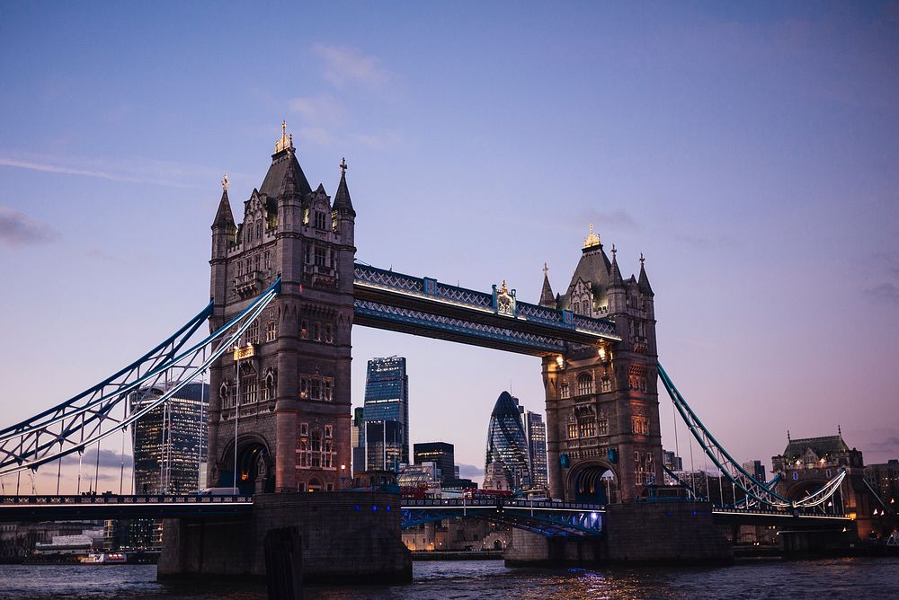 Beautiful London bridge in the evening. Original public domain image from Wikimedia Commons