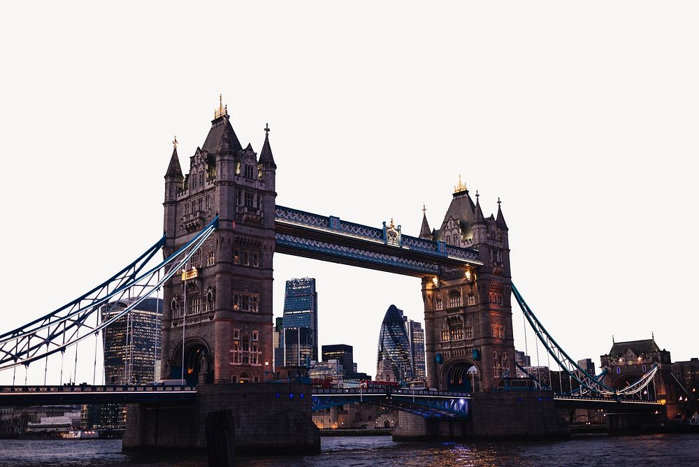 London bridge border collage element, travel destination psd