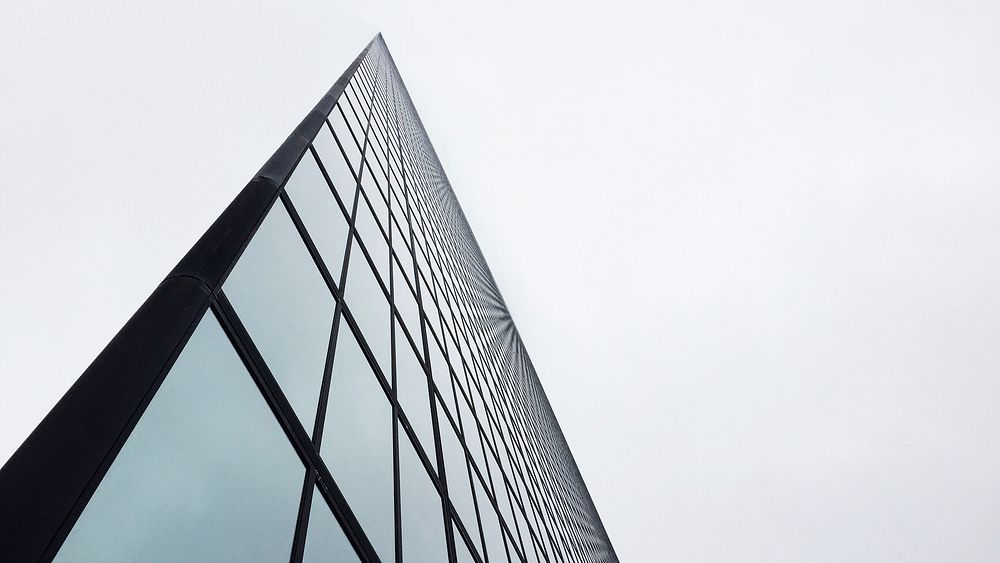 An angular shot of a tall glass facade in Boston. Original public domain image from Wikimedia Commons