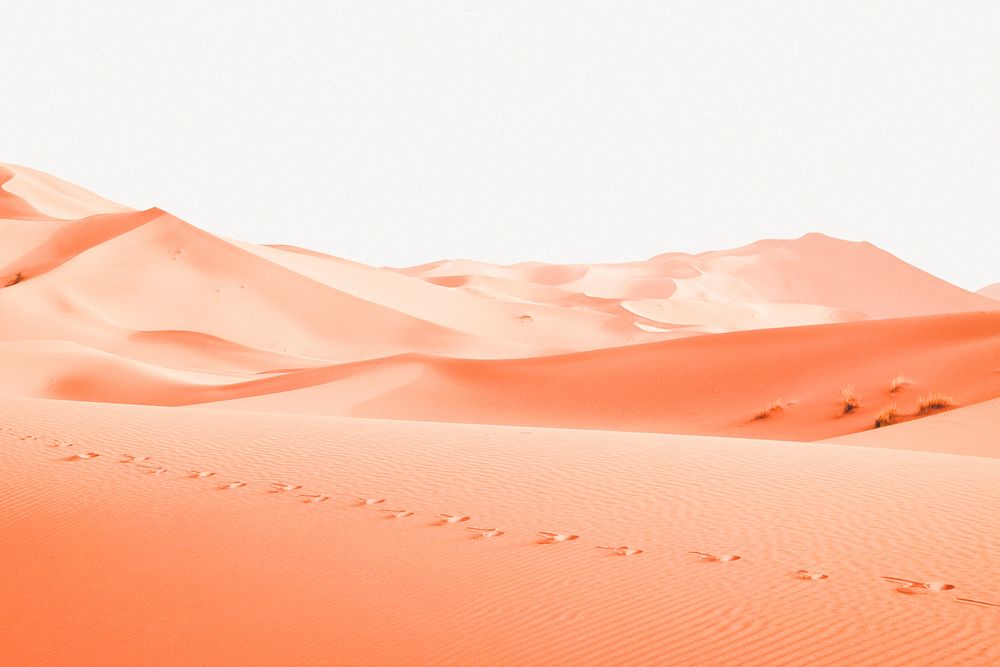Desert landscape collage element, off white design psd