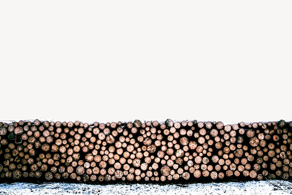 Wood stack border collage element psd