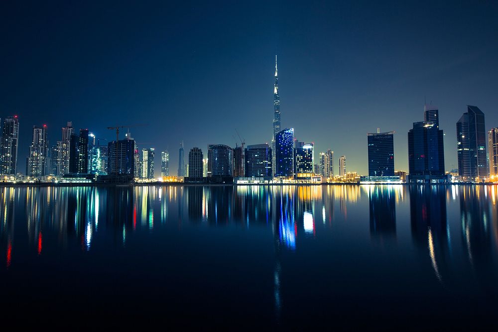 Cityscape of Dubai by the waterfront. Original public domain image from Wikimedia Commons