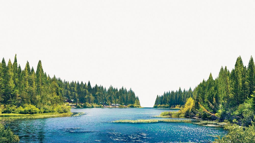 Lake landscape border background, nature design