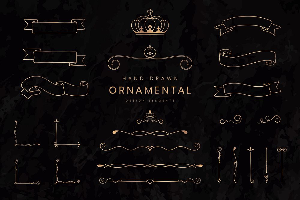 Hand drawn ornamental design elements vector collection