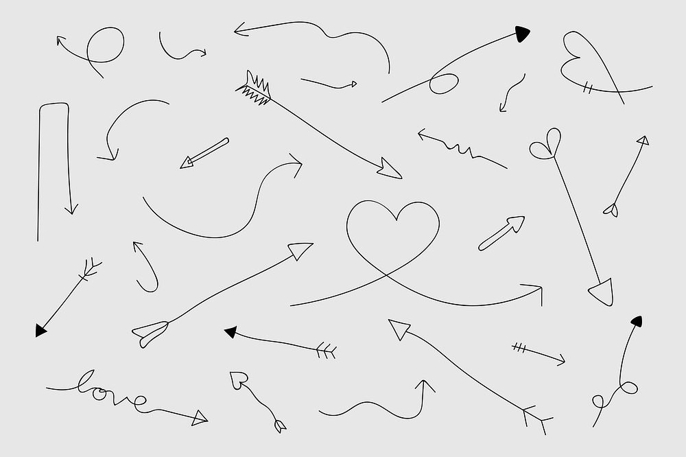 Black doodle arrow vector collection