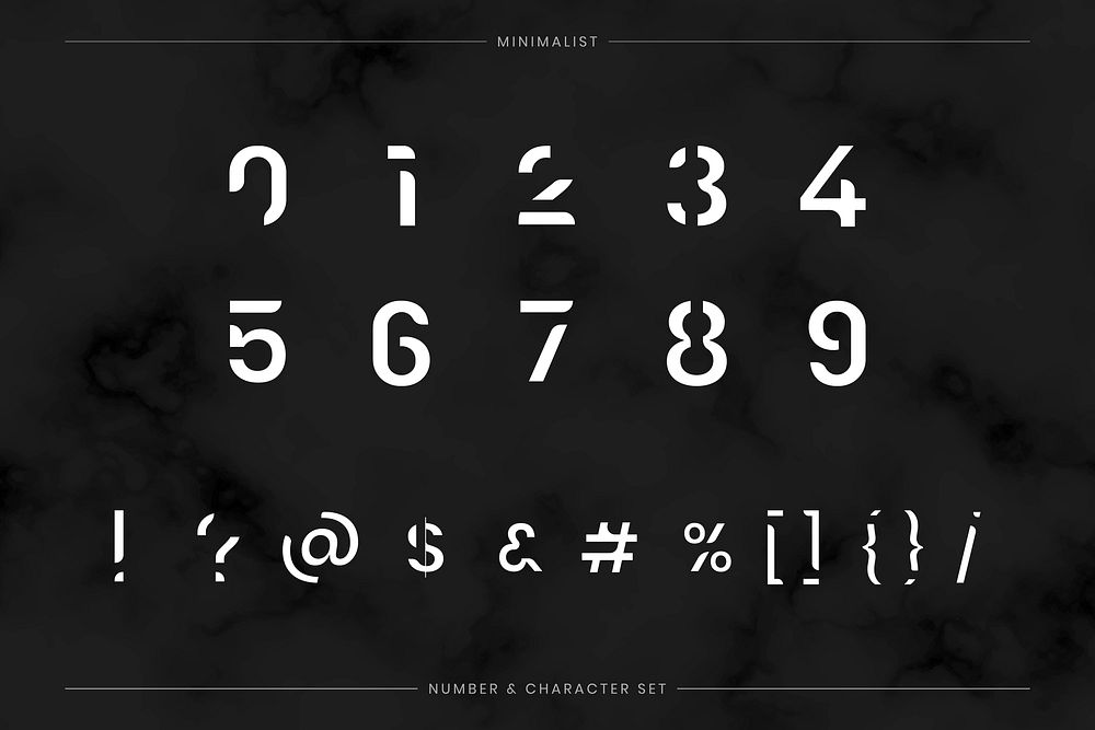 Numbers and symbols typography set vector