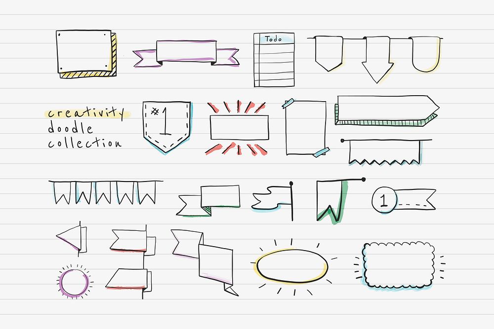 Creative doodle banner design vector set