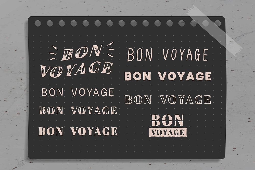 Bon voyage word set on a black paper vector