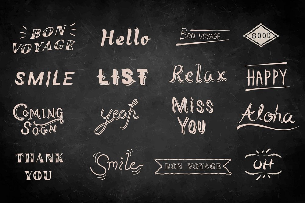 Set of hand lettered on background vector