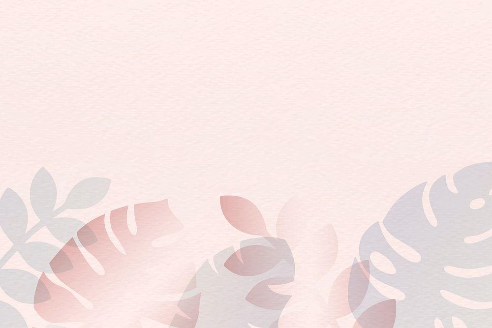 Tropical leaves pattern on pastel pink background vector
