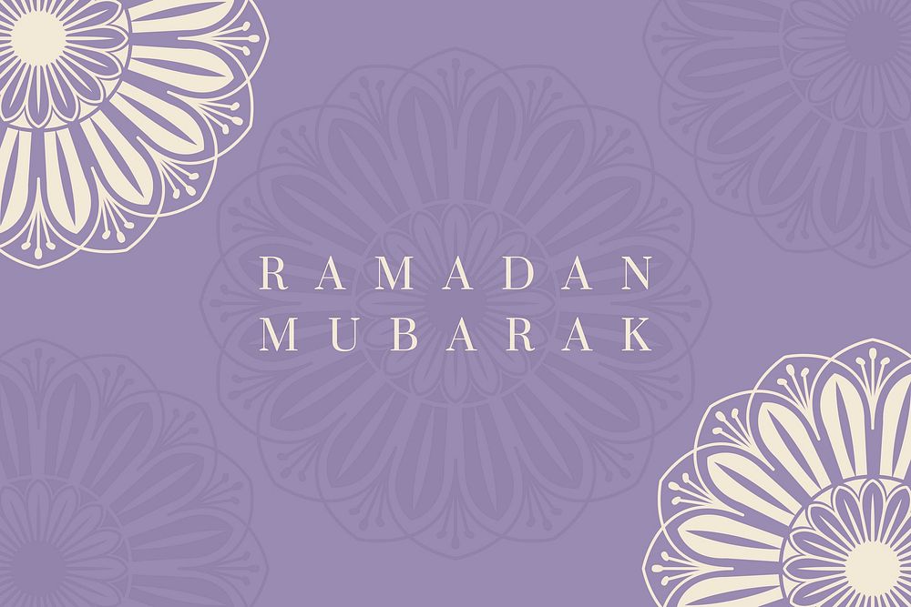 Purple Islamic floral background vector for Ramadan Mubarak and Eid festivals