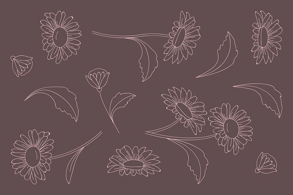 Hand drawn flower patterned background vector