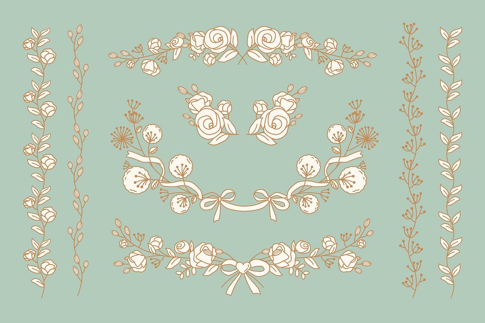 Floral doodle design collection vector