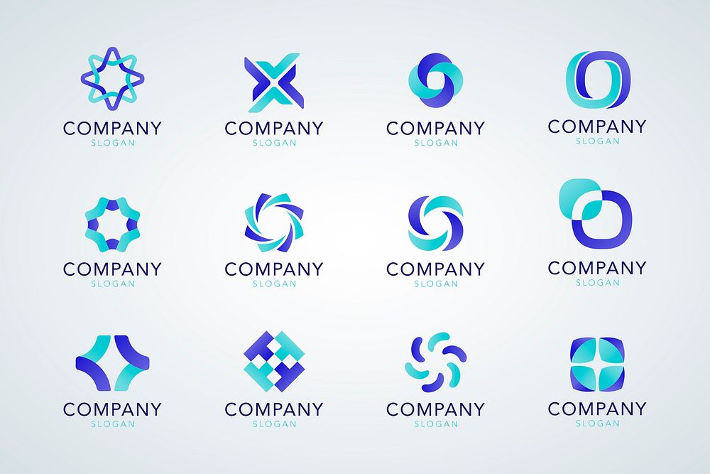 Blue company slogan collection vector