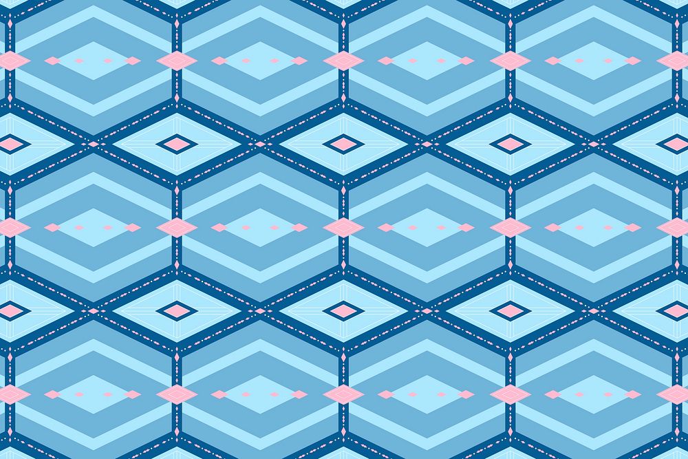 Bright blue and pink seamless geomtric patterned background vector