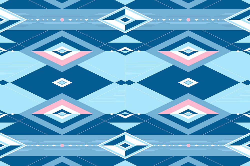 Bright blue and pink seamless geometric patterned background vector