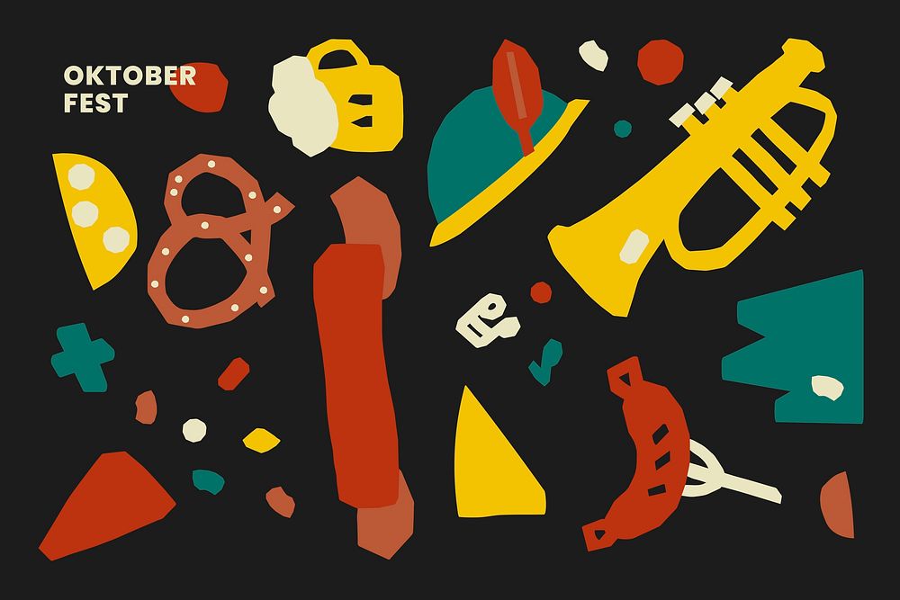 Oktoberfest elements on black background vector set