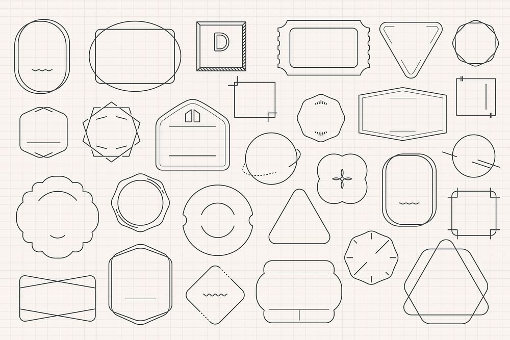 Blank minimal badge design vector set