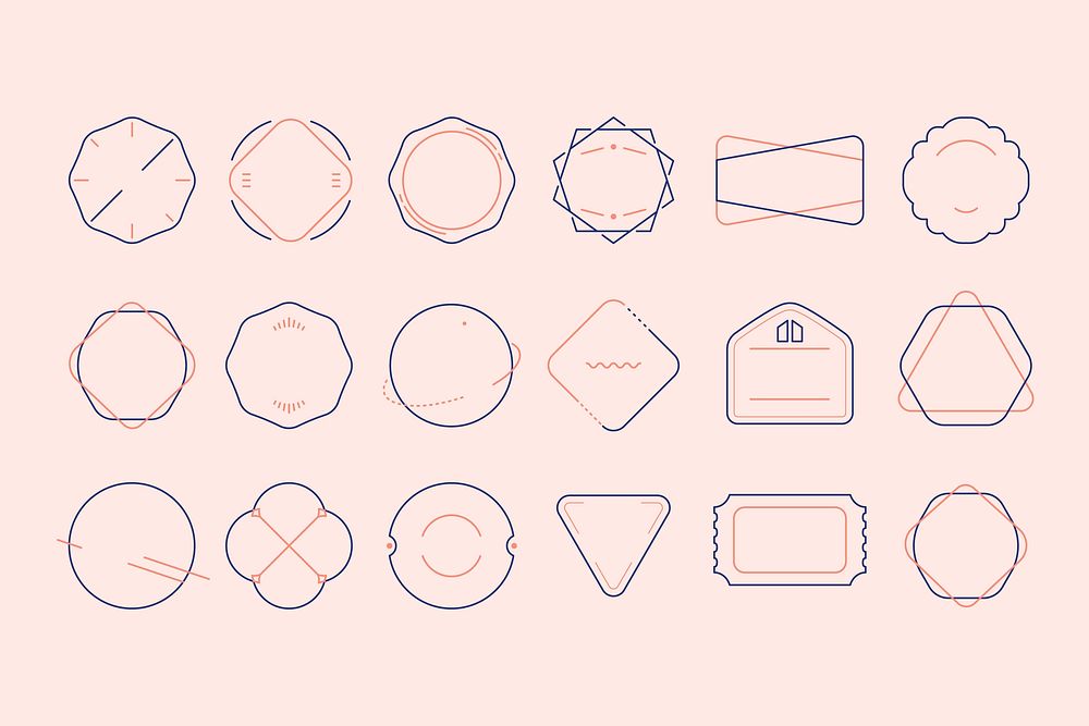 Blank minimal badge design vector set