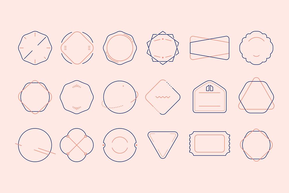 Blank minimal badge design vector set