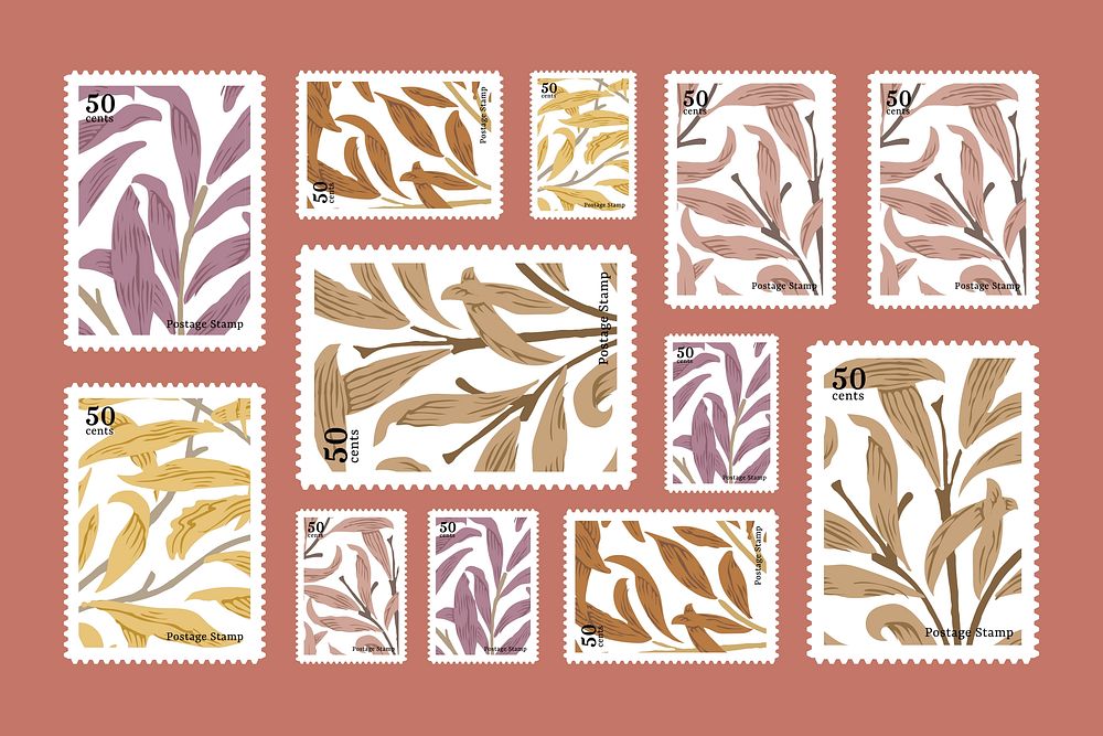 William Morris pattern stamp vector set