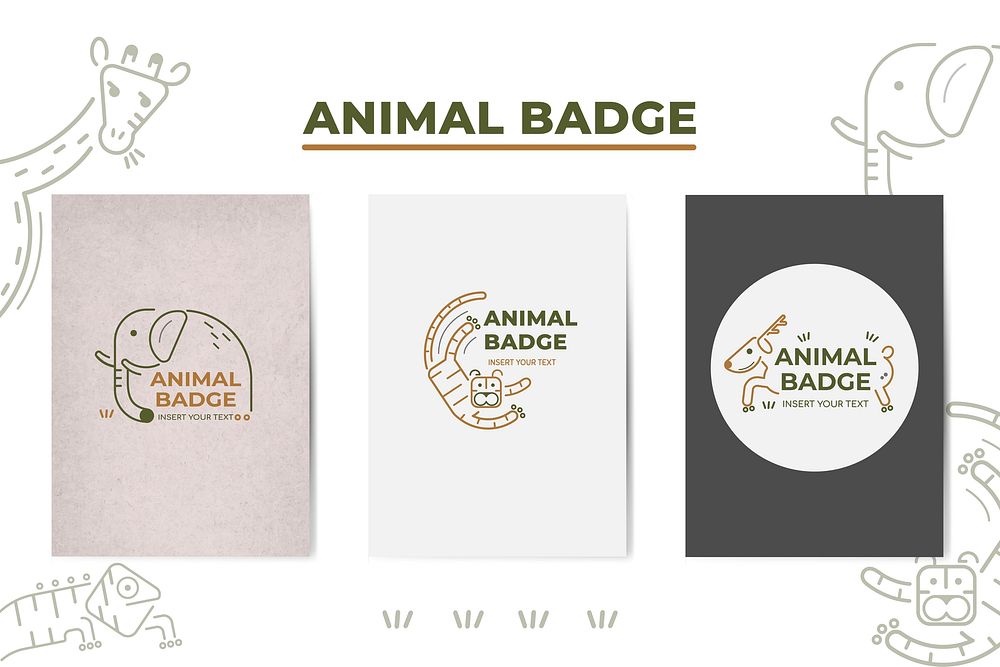 Animal badge design elements vector