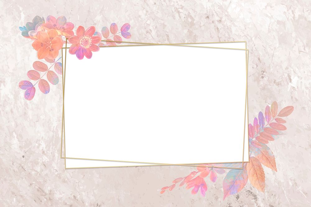 Blank pink floral rectangle frame vector