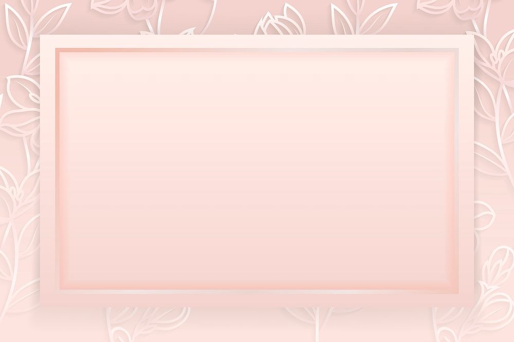 Rectangle frame on floral pattern pink background vector