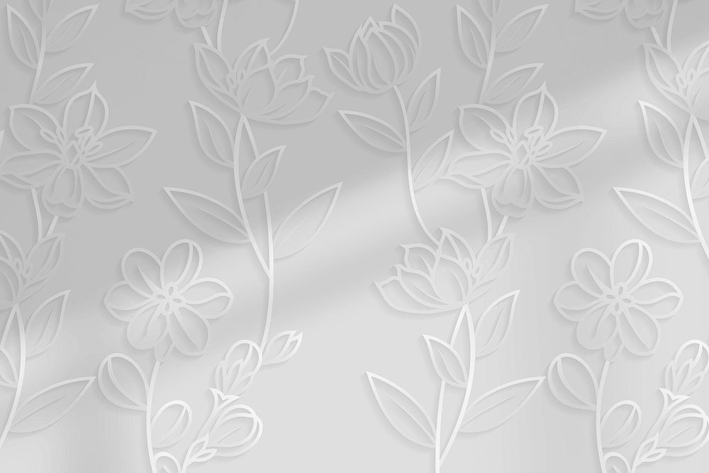 Silver floral pattern background vector