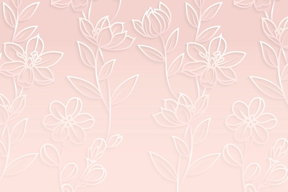 White floral pattern on pink background vector