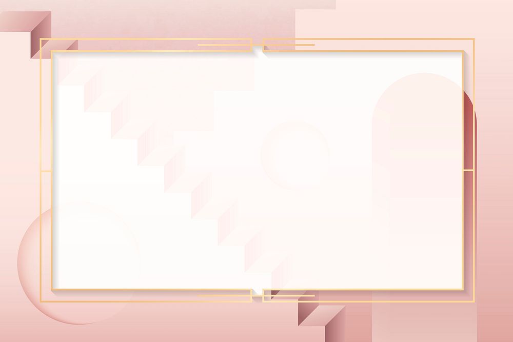 Golden rectangle frame on a pink background vector