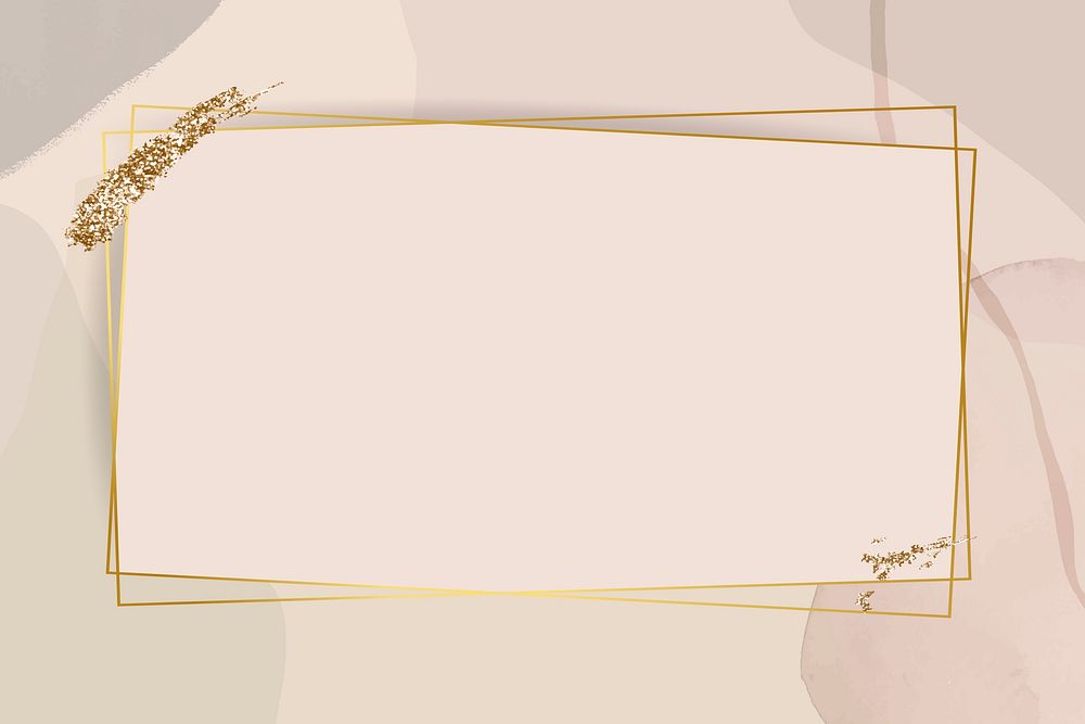 Gold frame on neutral watercolor background vector