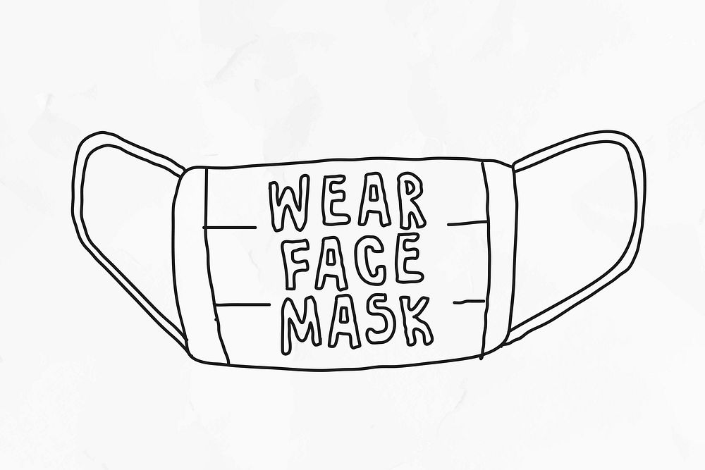 Wear face mask vector in the new normal doodle illustration