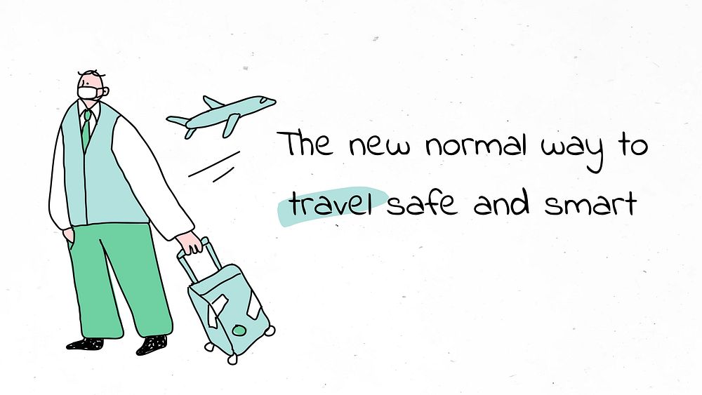 Traveling during pandemic vector new normal lifestyle doodle poster