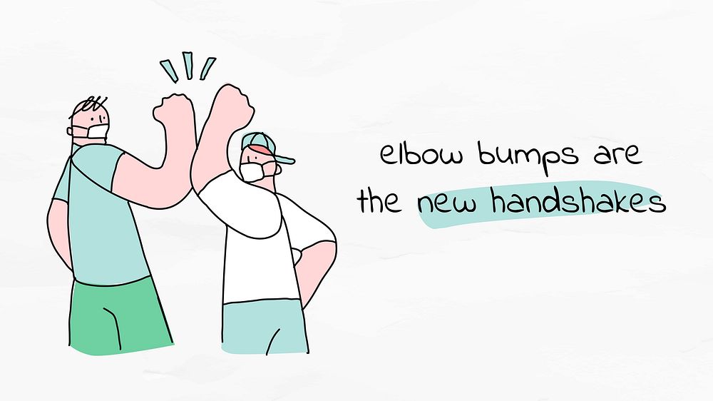 Elbow bumps new normal lifestyle doodle poster