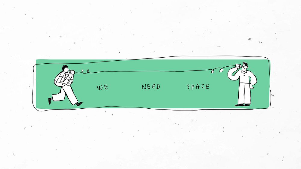 We need space vector social distancing doodle sticker