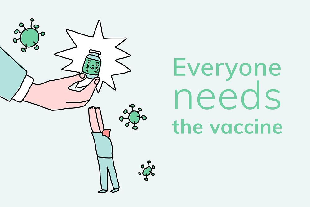 Vaccine development editable template vector for covid 19 social banner doodle illustration