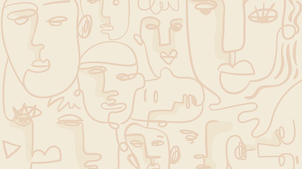 Abstract face drawing HD wallpaper, simple line art background