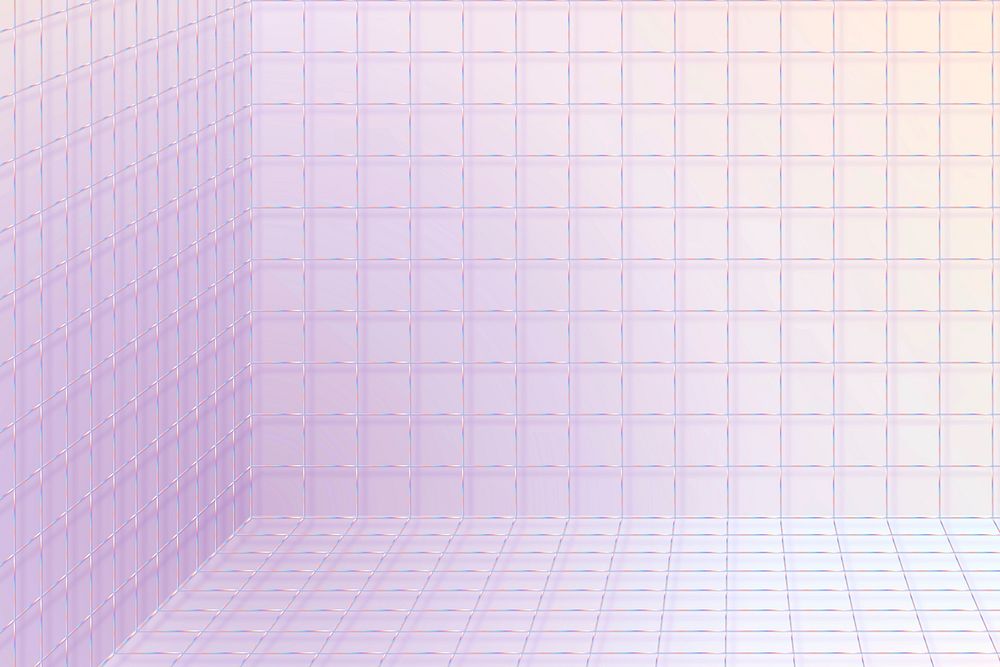 3D wireframe grid room background vector